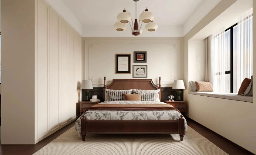 復古美式三居室臥室裝修效果圖