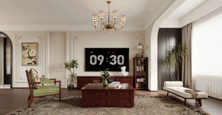 復古美式三居室裝修效果圖