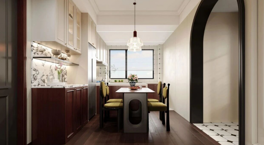 復古美式三居室餐廳裝修效果圖