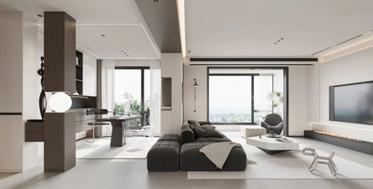 現代簡約三居室客廳裝修效果圖