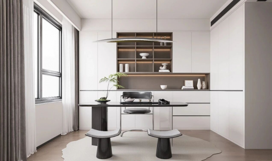 現代簡約三居室書房裝修效果圖