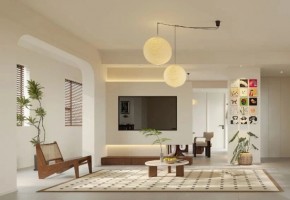 中古風三居室客廳裝修效果圖