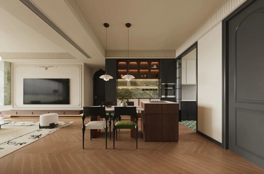 法式中古三居室餐廳裝修效果圖