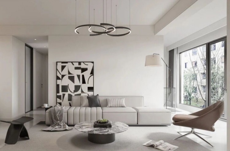 現代簡約復式別墅客廳裝修效果圖