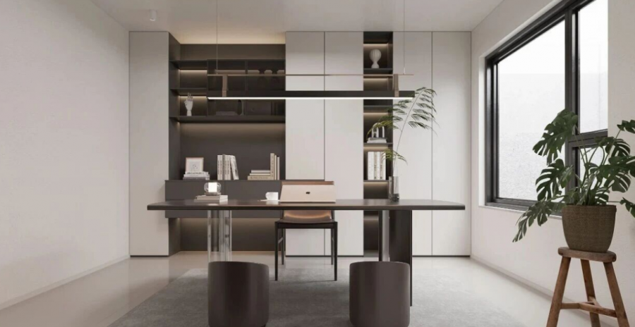 現代簡約復式別墅書房裝修效果圖