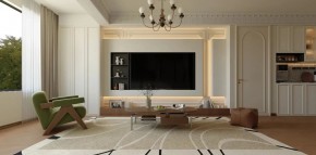 法式復(fù)古三居室客廳裝修效果圖