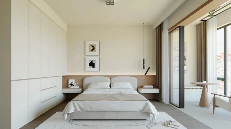 原木風三居室臥室裝修效果圖