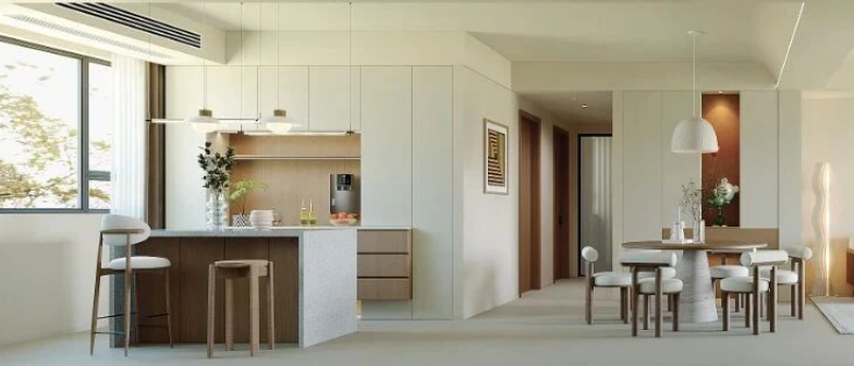 原木風三居室廚房裝修效果圖