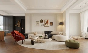 法式復古三居室客廳裝修效果圖