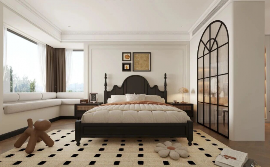 法式復古三居室臥室裝修效果圖