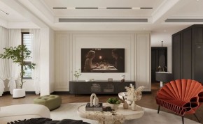 法式復古三居室客廳裝修效果圖