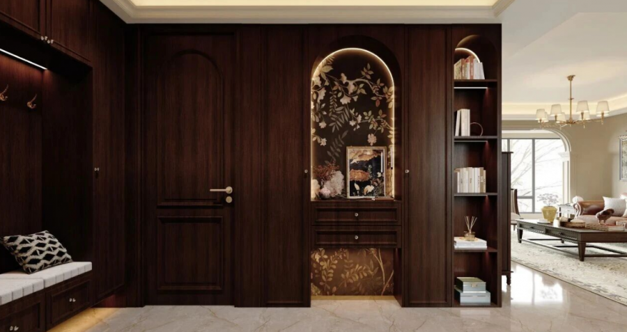美式復(fù)古三居室玄關(guān)裝修效果圖