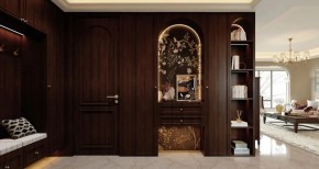 美式復(fù)古三居室玄關(guān)裝修效果圖