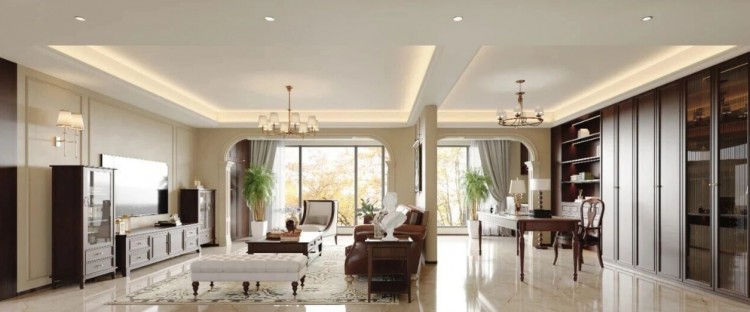 美式復古三居室客廳裝修效果圖