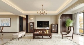 美式復(fù)古三居室客廳裝修效果圖