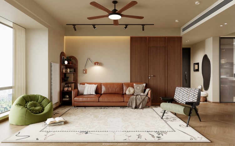 自由水岸中古風三居室裝修效果圖