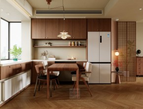 自由水岸中古風三居室餐廳裝修效果圖