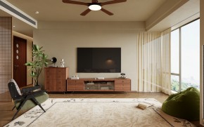 自由水岸中古風三居室客廳裝修效果圖