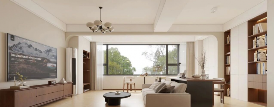 現代中古風三居室裝修效果圖