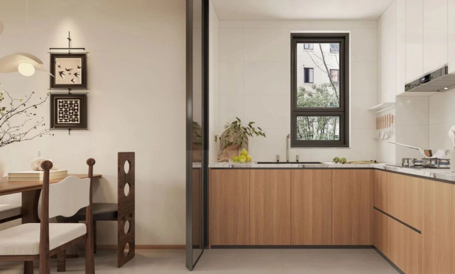 現(xiàn)代法式三居室廚房裝修效果圖