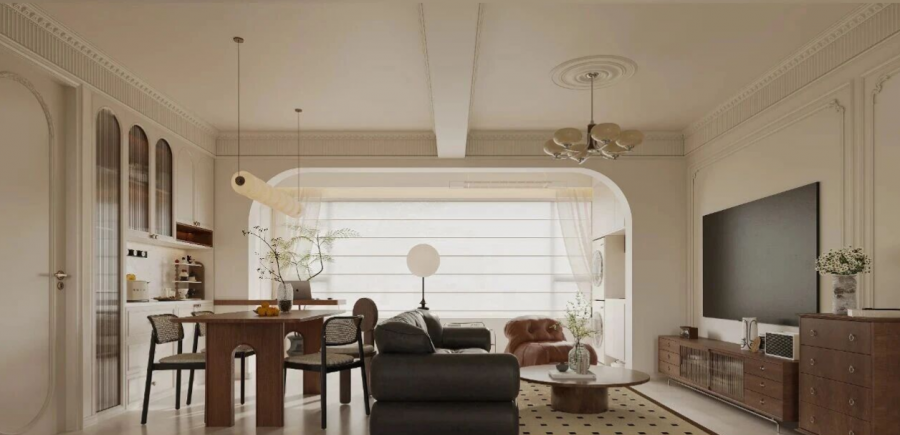 法式三居室客廳裝修效果圖