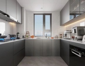 現(xiàn)代簡(jiǎn)約三居室廚房裝修效果圖