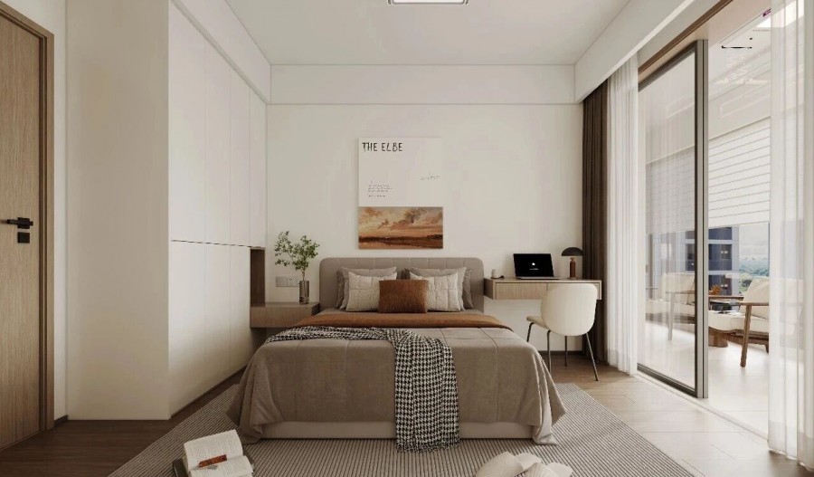 現代簡約三居室臥室裝修效果圖