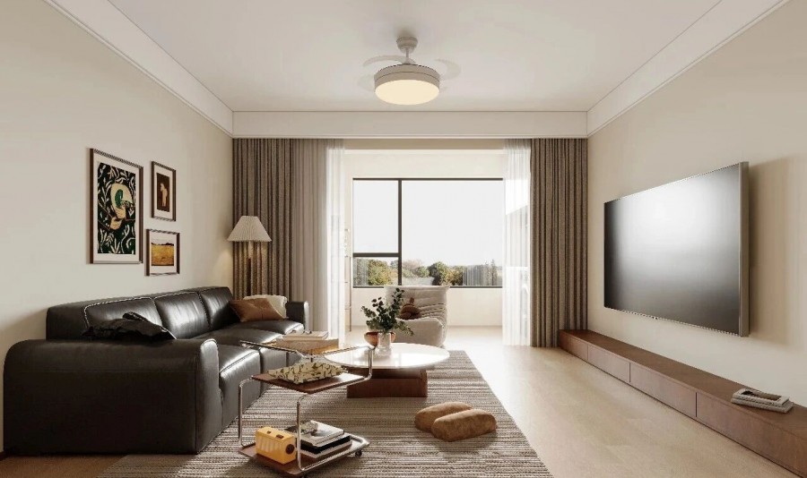 中古風三居室客廳裝修效果圖