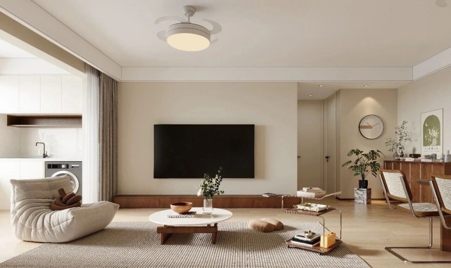 中古風三居室客廳裝修效果圖