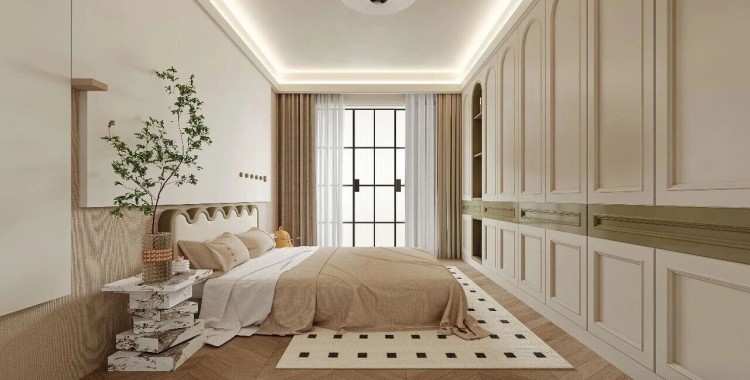 現代簡約三居室臥室裝修效果圖