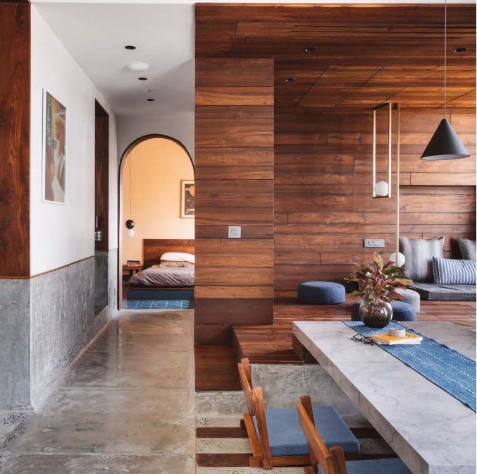 水泥墻展現另類別致的裝修風格